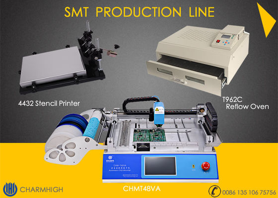 29 Pengumpan CHMT48VA + Printer Stensil + Oven Aliran Ulang Lini Produksi SMT T962C, Produksi Batch Prototipe