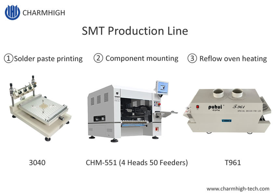 High Precision Small SMT Production Line 3040 Stensil Printer CHM-551 SMT Chip Mounter Reflow Oven T961