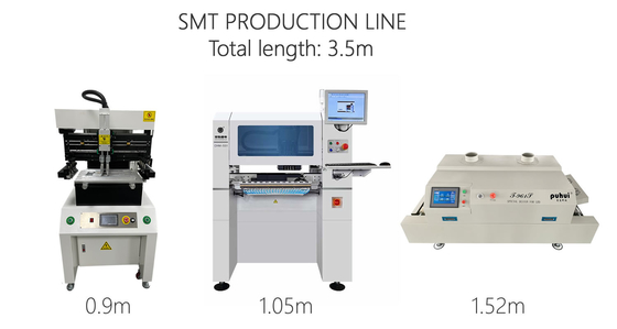 Total Panjang 3,5m Tinggi Precision SMT kecil Produksi Line 0201, BGA, 144 pin IC