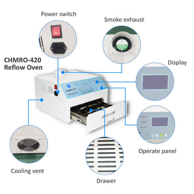 Udara panas + Inframerah 2500w Reflow bebas timah Stasiun Pemanas CHMRO-420 SMD
