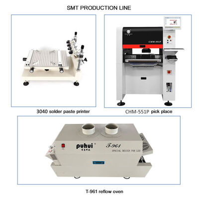 High Precision Small SMT Line dengan 3040 Printer CHM-551 Mounter T961 Oven