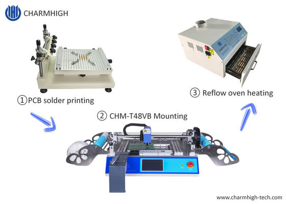 Permukaan Kecil Mount Solder Paste Silk Print, CHMT48VB Chip Mounter, Jalur Produksi SMT Pemanasan PCB