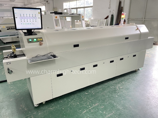 PC6635 Rail + PC Control Oven Reflow bebas timah 2200*350mm 6 temp Zones Soldering Machine