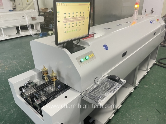 PC6635 Rail + PC Control Oven Reflow bebas timah 2200*350mm 6 temp Zones Soldering Machine