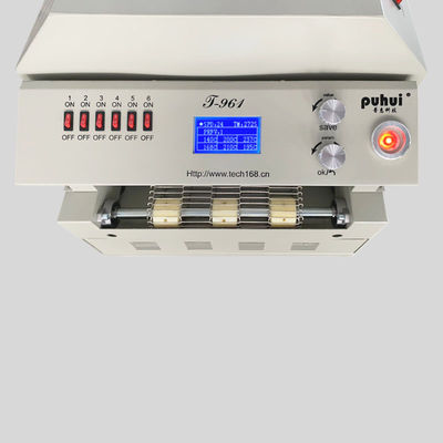 T961 Desktop Reflow Oven dengan conveyor 730 * 230mm 6 zona suhu Mesin Solder 3.5KW