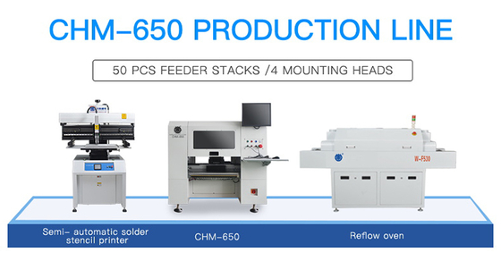 Genius 4 Heads Desktop SMT Pick Place Machine Dengan 50 Feeder CHM-550