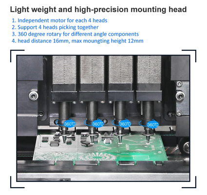 Genius 4 Heads Desktop SMT Pick Place Machine Dengan 50 Feeder CHM-550
