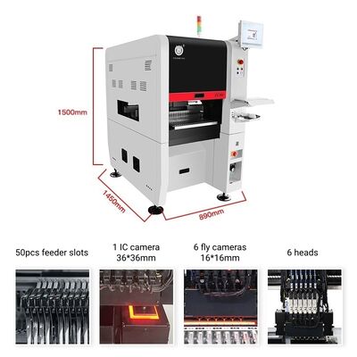 Penjual Terbaik 6 kepala TC06 Pick and Place Machine Kerangka besi cor SMT Chip Mounter