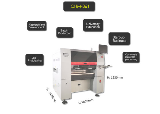 CHM-861 SMD Chip Mouter Pnp Machine 8 kepala 100 feeder Jalur Perakitan PCB