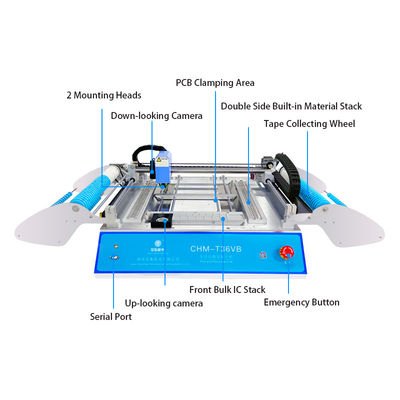 Rakitan SMT Dua Sisi Mesin Pilih dan Tempat Desktop CHMT36VB 58 Pengumpan