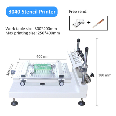 Printer Stensil Solder Presisi Tinggi 3040 SMT Printer Tempel Solder Manual