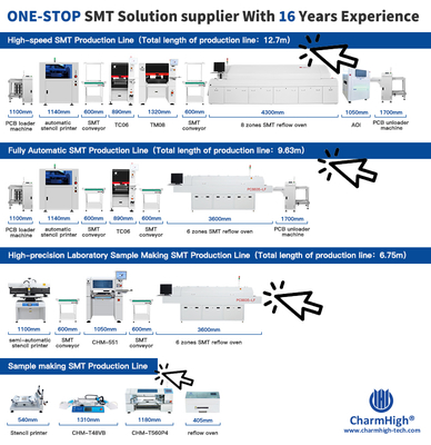 Charmhigh SMT PCB Assembly Line dengan GKG-GSE Printer & 8-Zone Reflow
