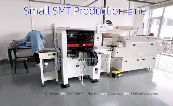 High Precision 4-head CHM-551P SMT Production Line dengan 4-zone Reflow Oven untuk perakitan PCB