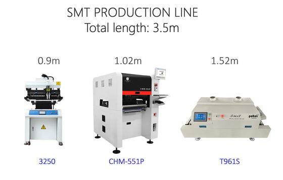 Total Panjang 3,5m Tinggi Precision SMT kecil Produksi Line 0201, BGA, 144 pin IC